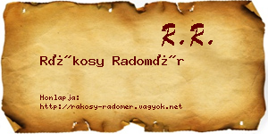 Rákosy Radomér névjegykártya